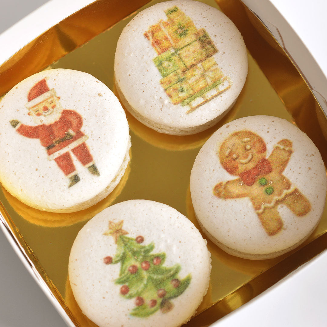 Caja con 4 macarons navideños