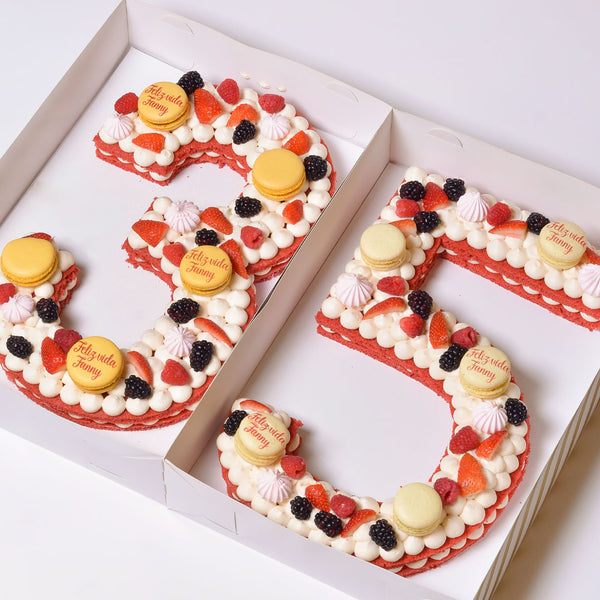 Pastel de número para 30 personas – Mandorle Pastelería